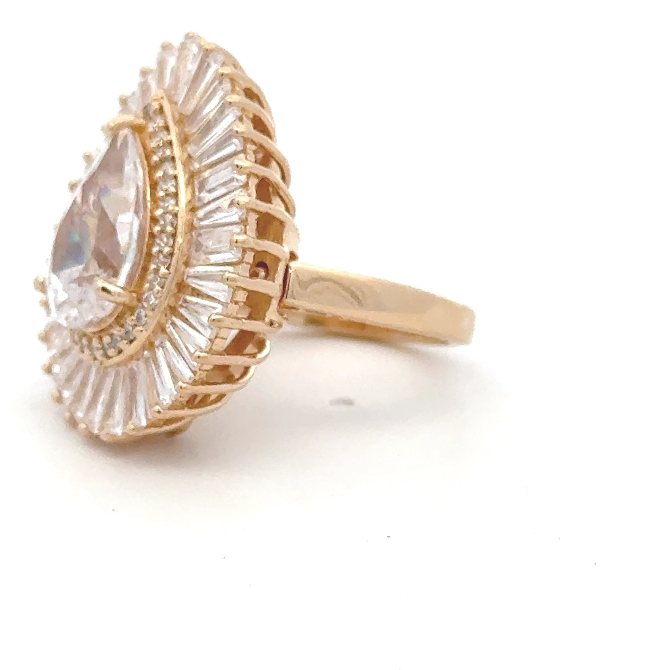 Ring glow drop clear goldplated