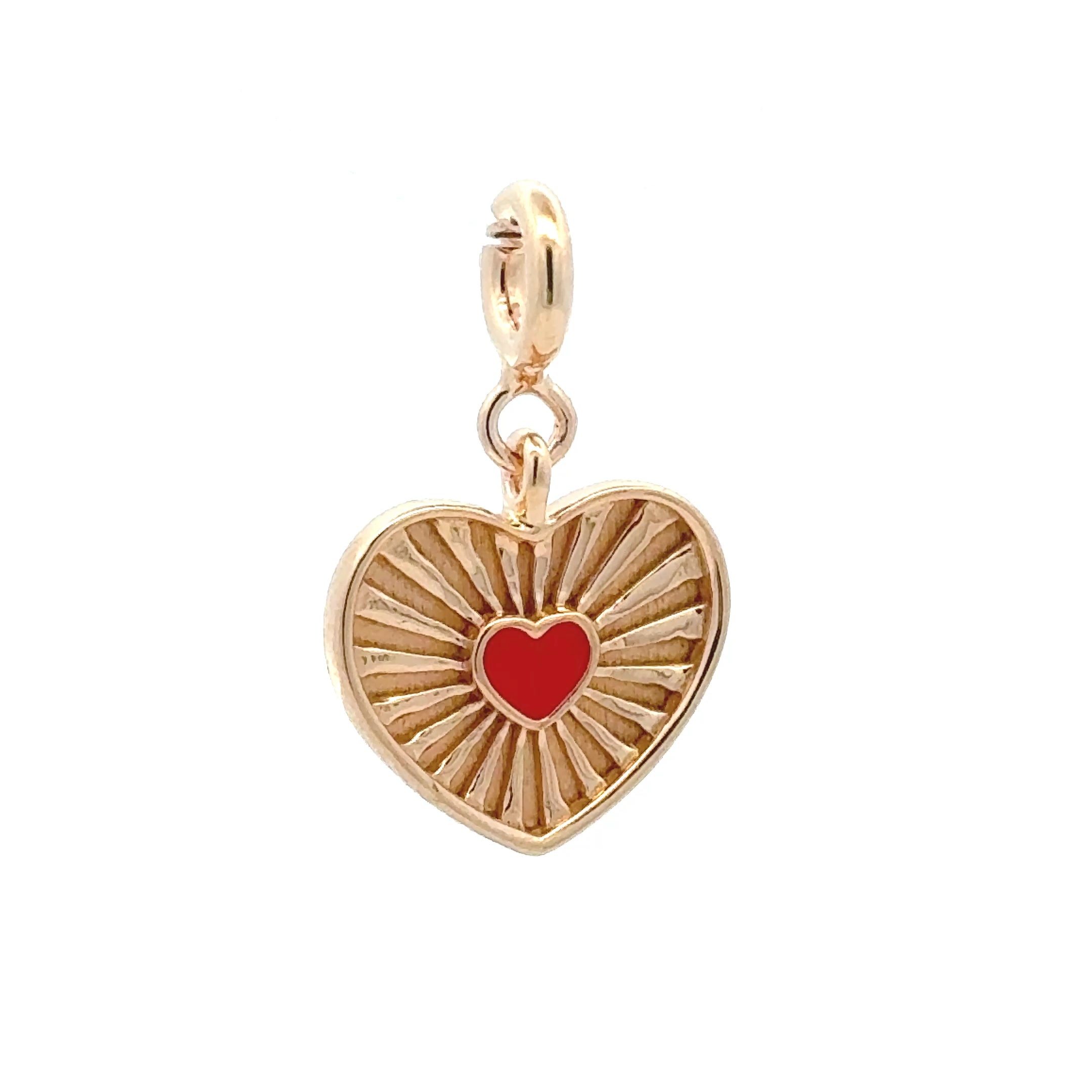 Charm clipon - Heart shine red goldplated