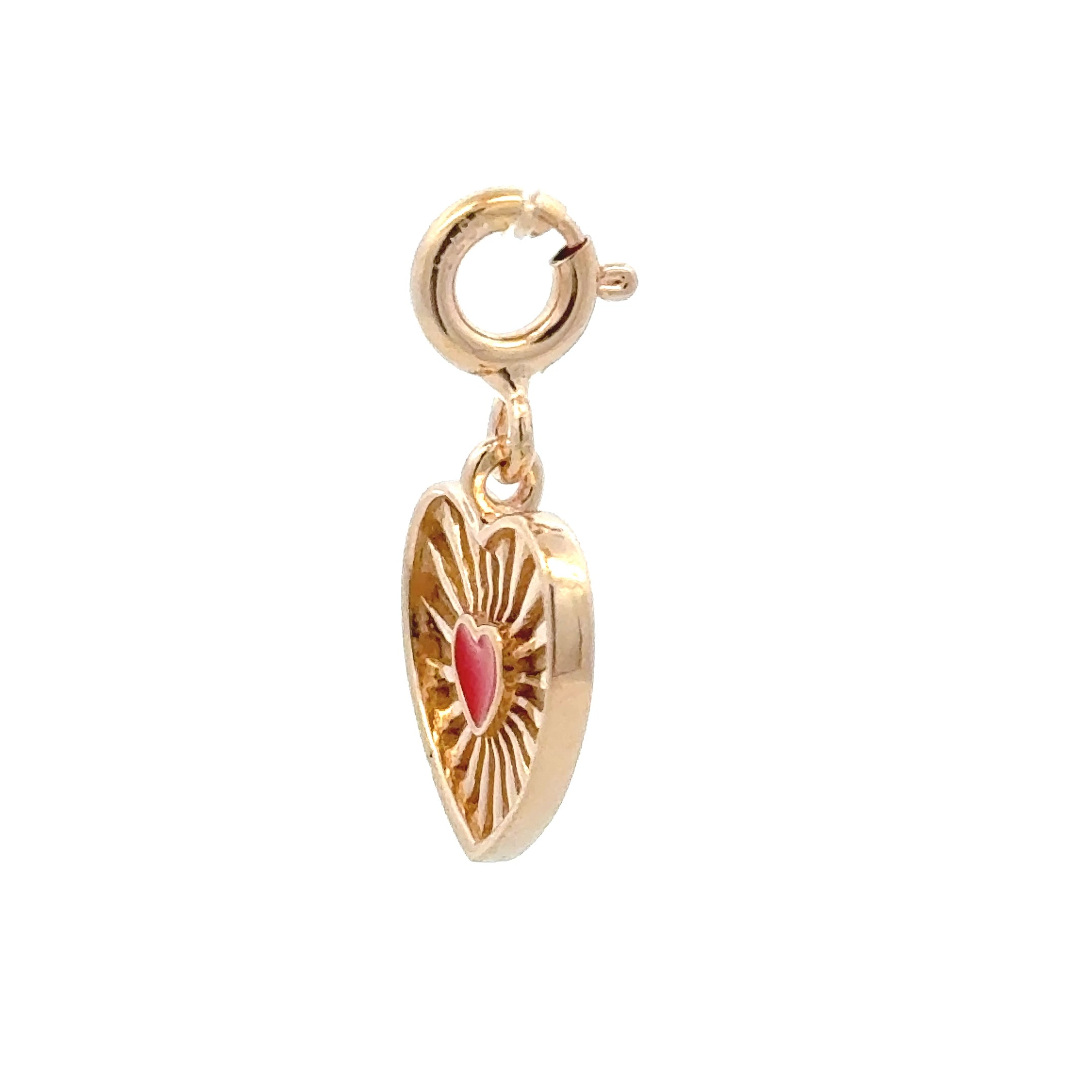 Charm clipon - Heart shine red goldplated