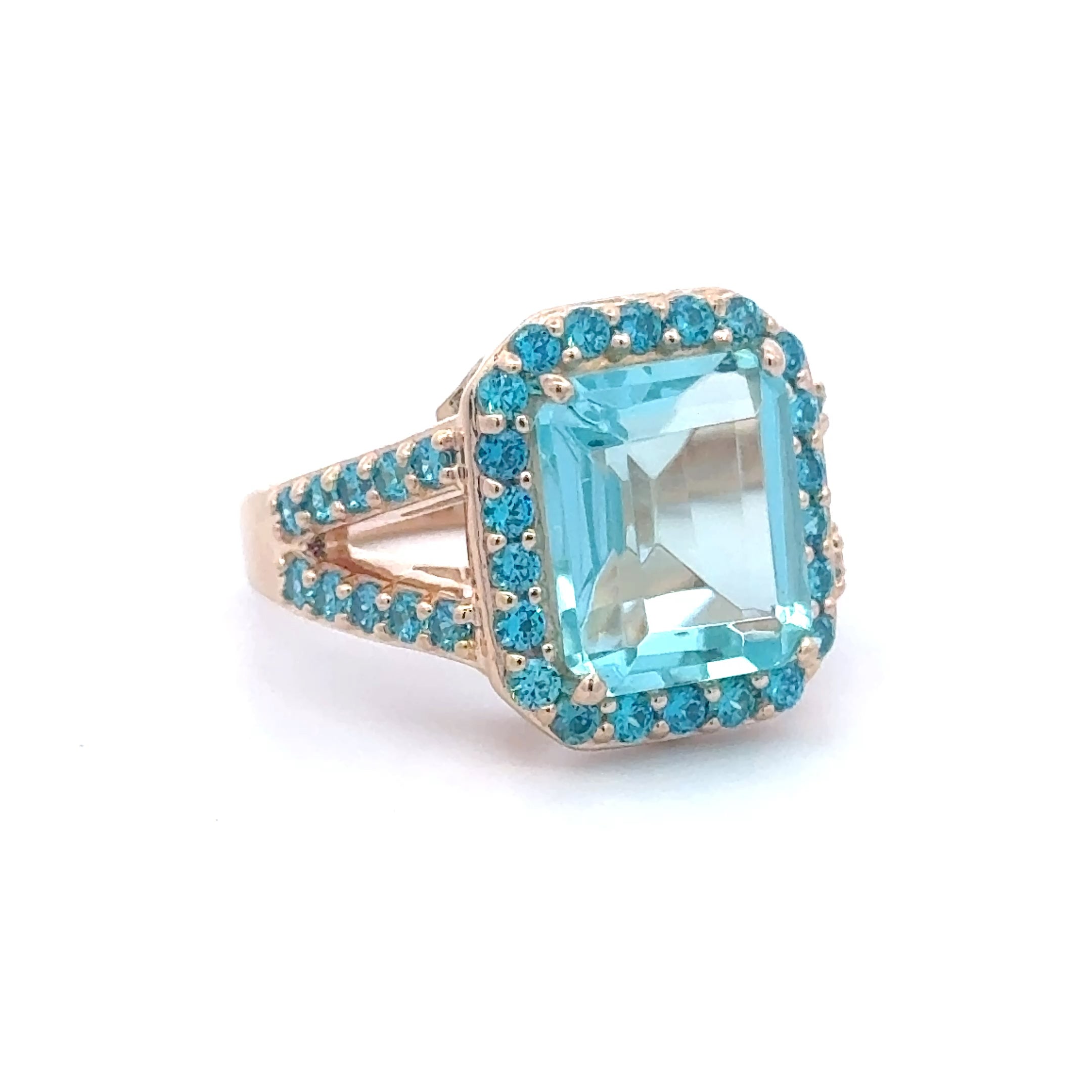 Ring ivy blue goldplated