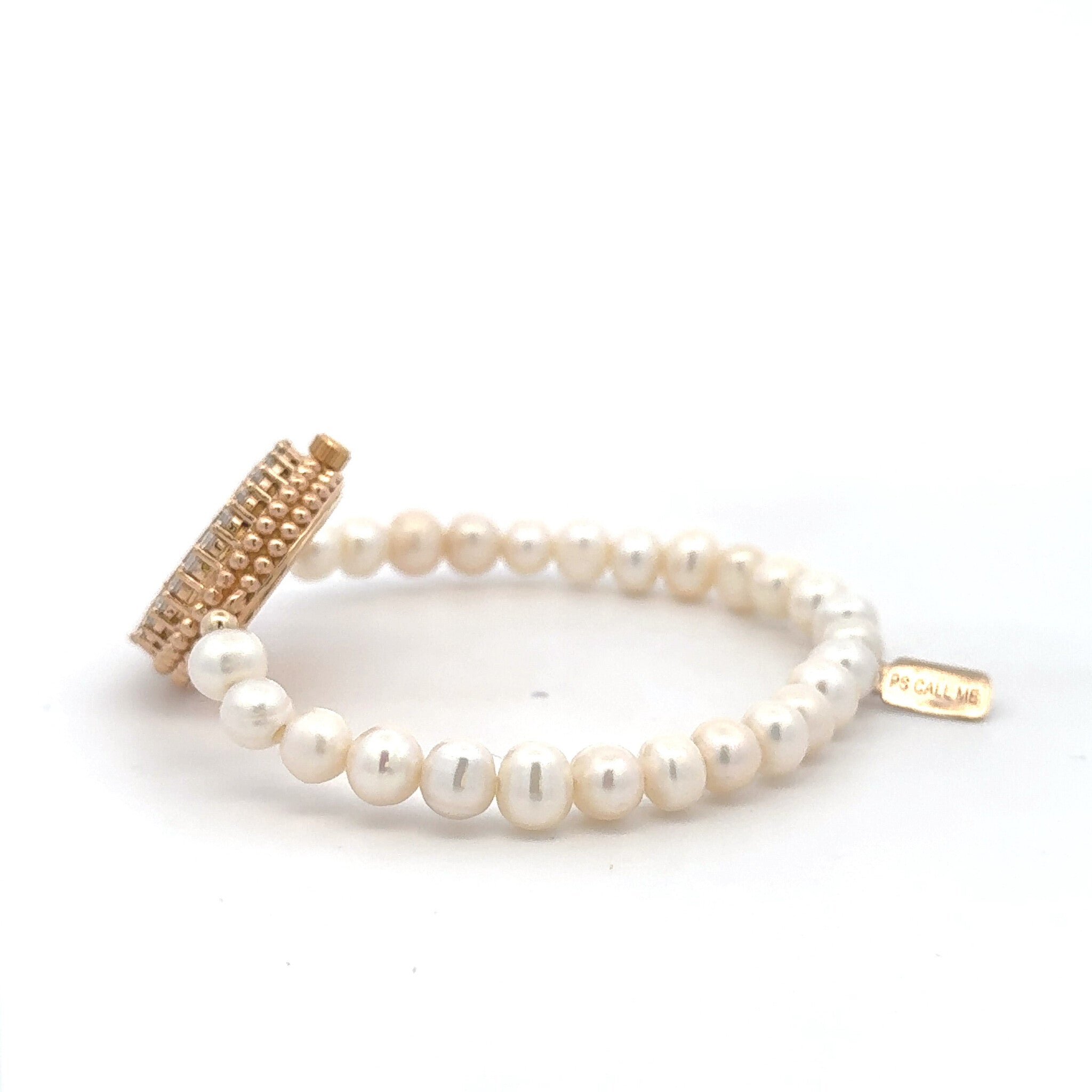 Watch gold coloured 6mm pearl