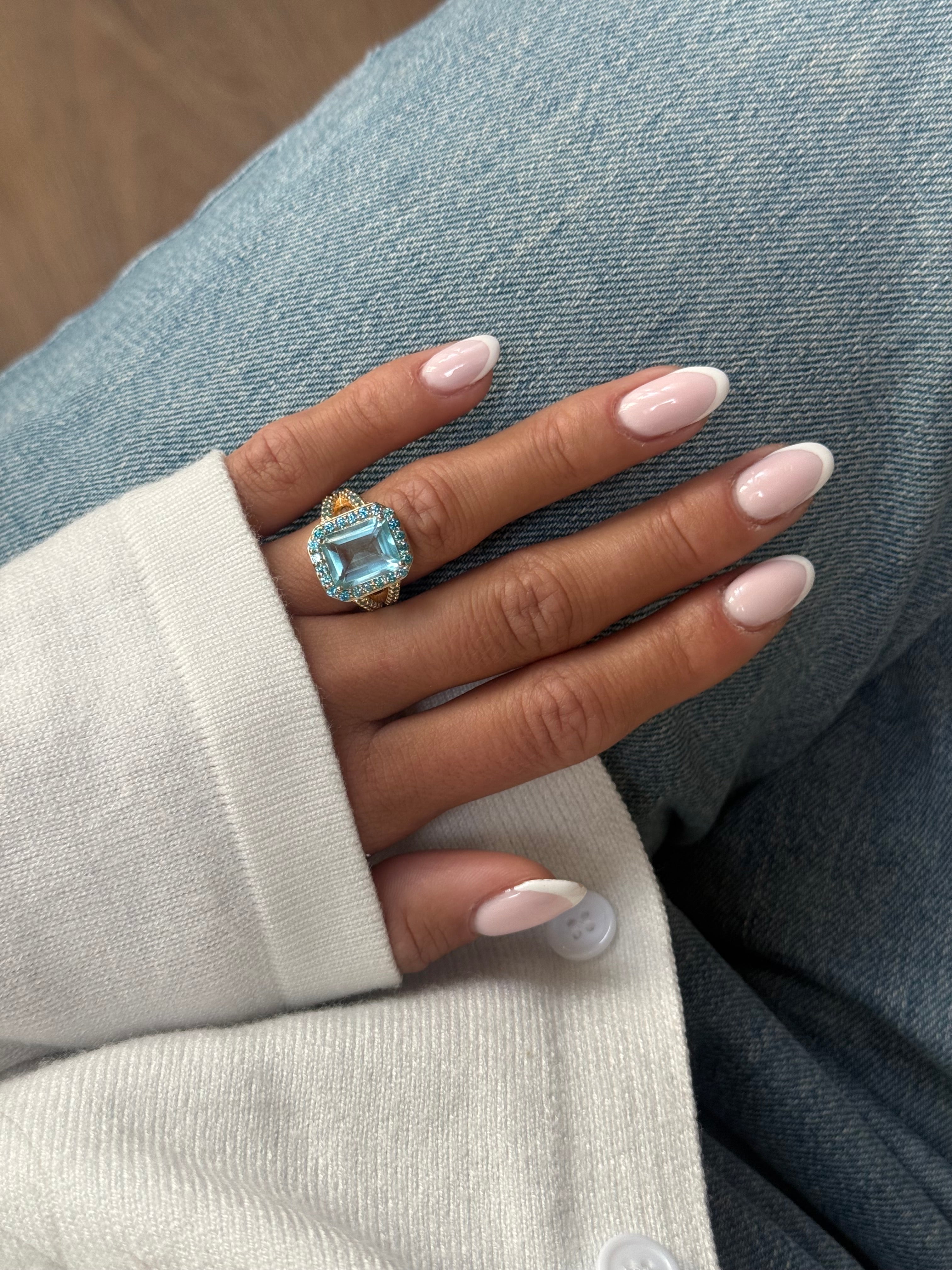 Ring ivy blue goldplated