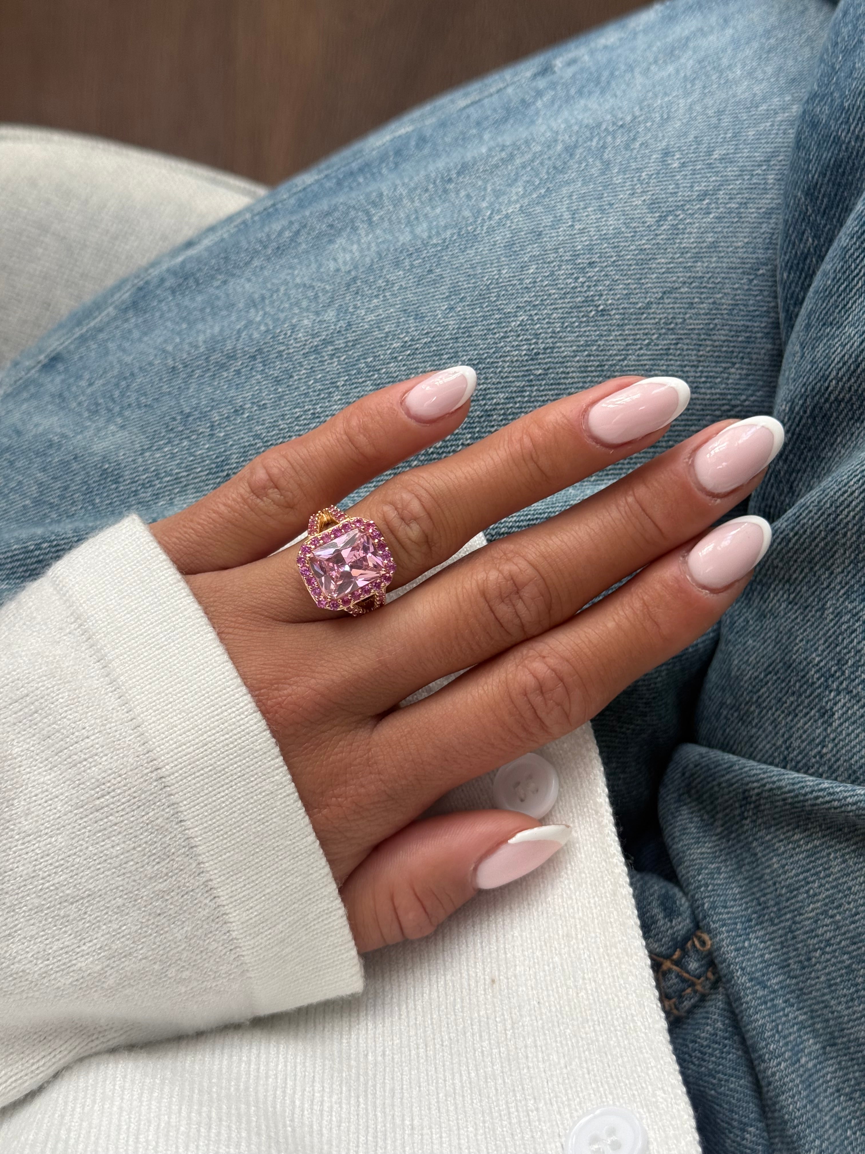 Ring ivy pink goldplated