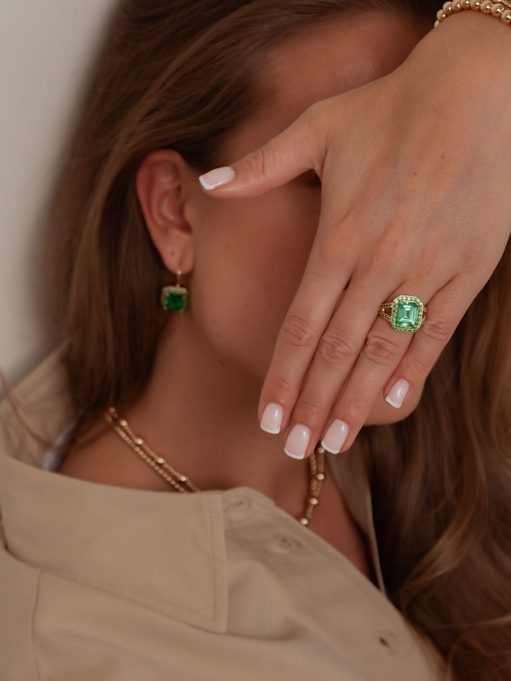 Ring ivy green goldplated