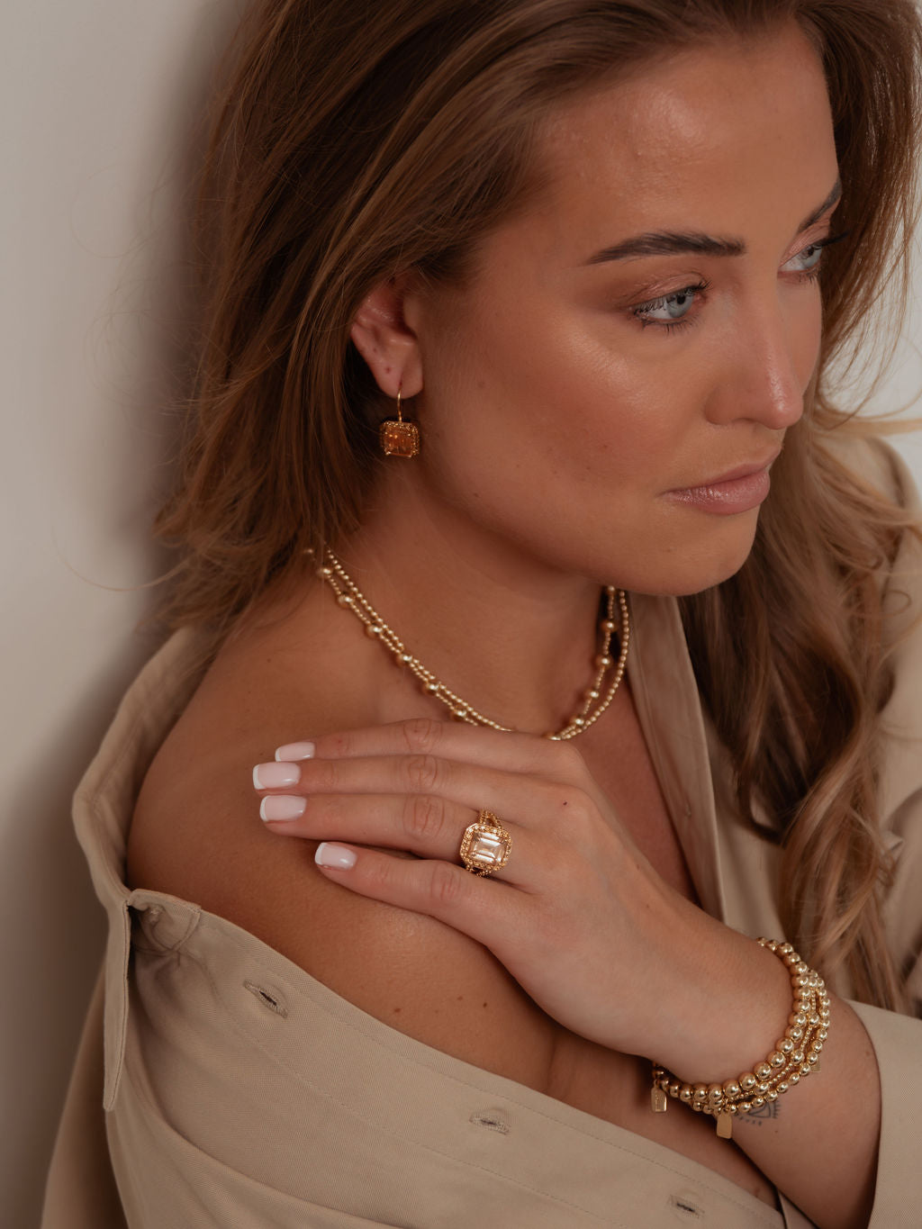 Ring ivy smokey goldplated