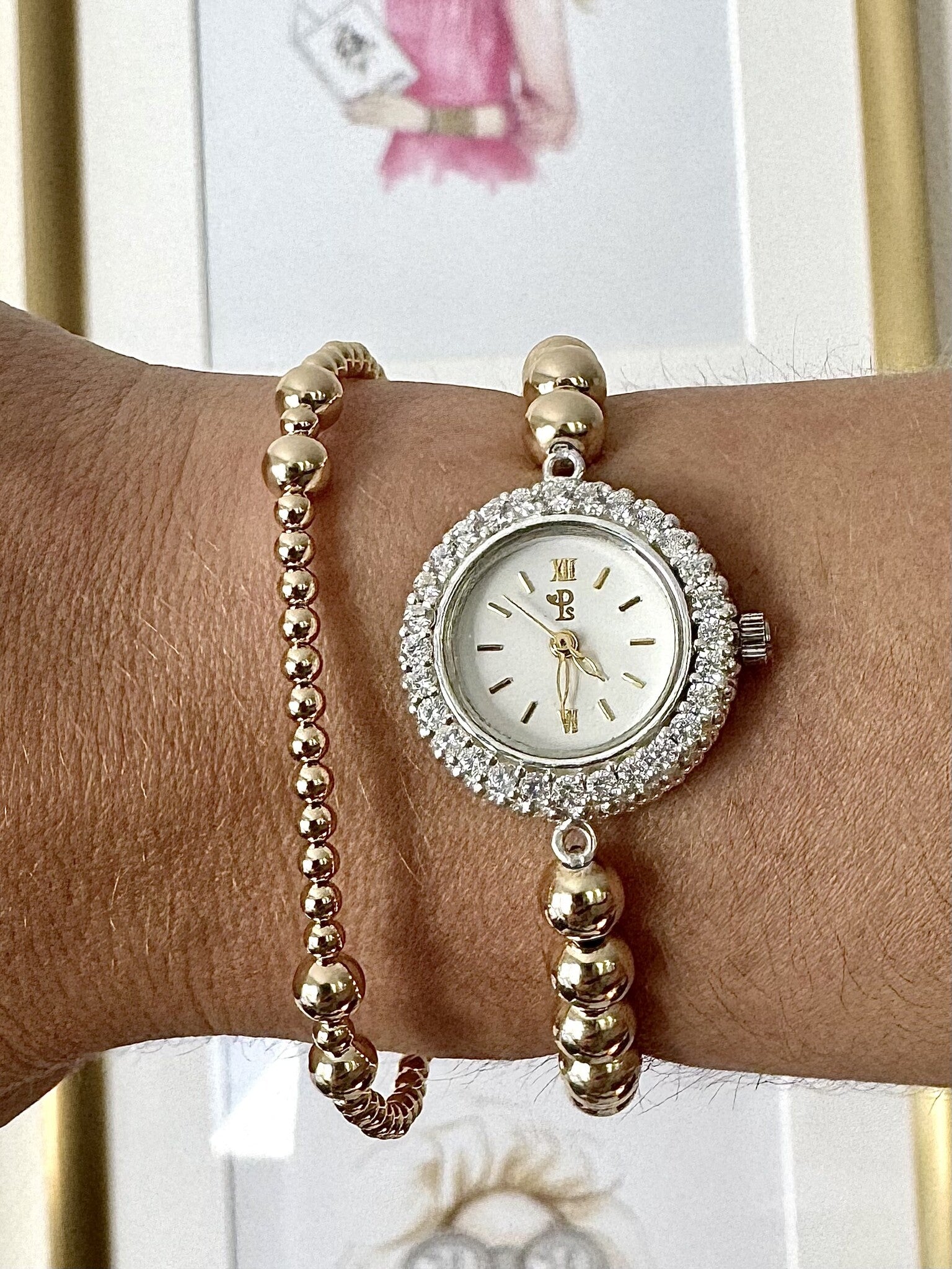 Watch silver 6mm gold coloured