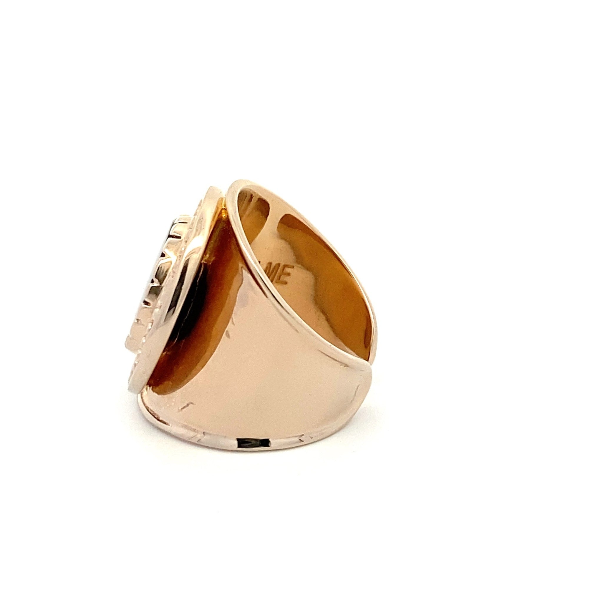Ring flat stone black goldplated